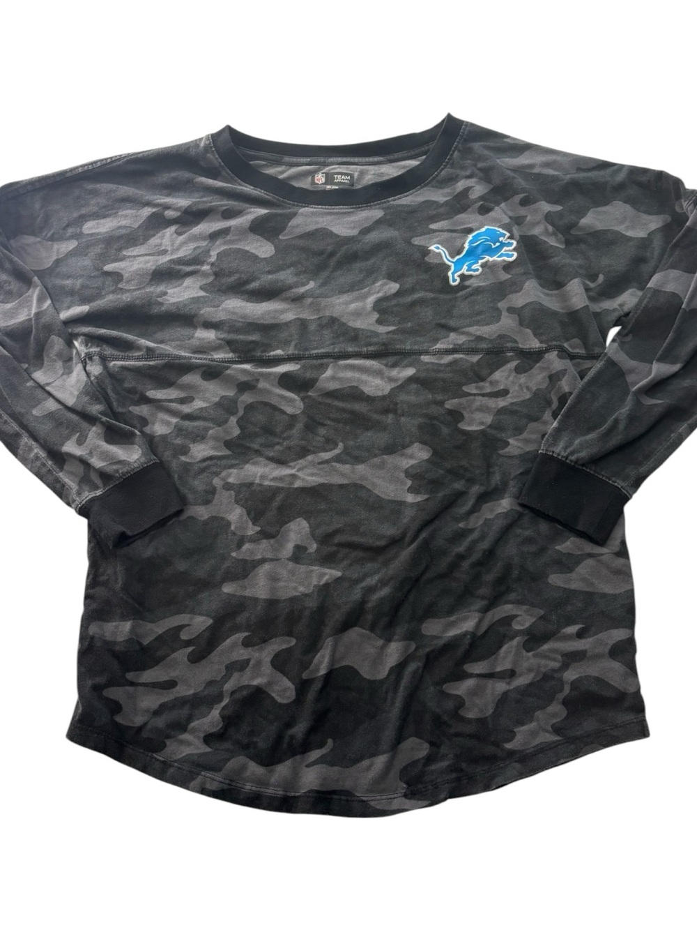 New Era Camo Detroit Lions Black Womens Size Large Long Sleeve Spirit Shirt